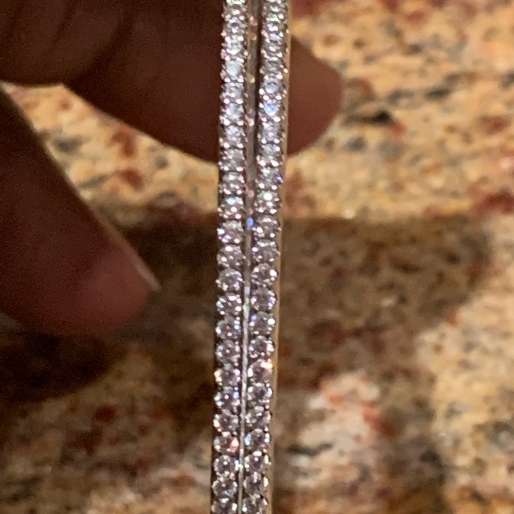NWOT 925 Sterling Silver Hoops w/Cubic Zirconia